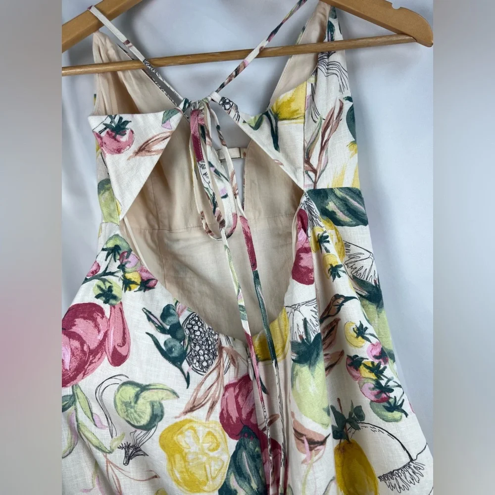 A&F Premium Linen Cutout Midi Dress Size Large Tall